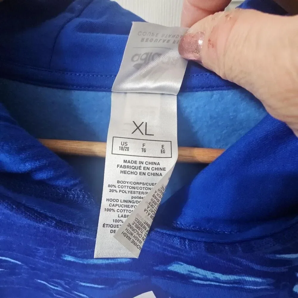 Adidas Regular Fit Liquid Camo Blue Hoodie XL
